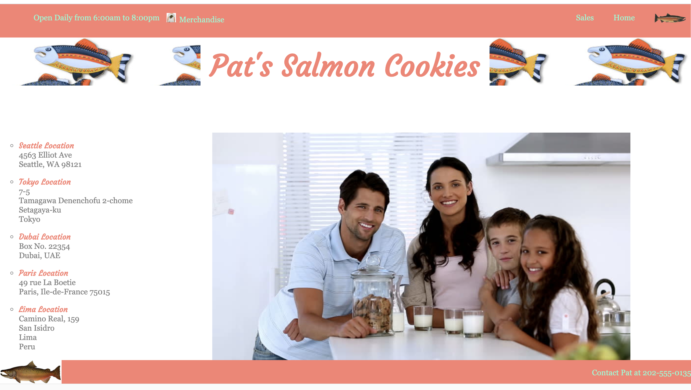 Image of the landing page for the site Salmon Cookies